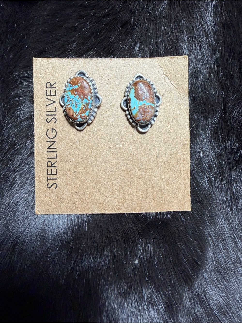 New Number 8 Turquoise Sterling Silver Stud Earrings Southwestern